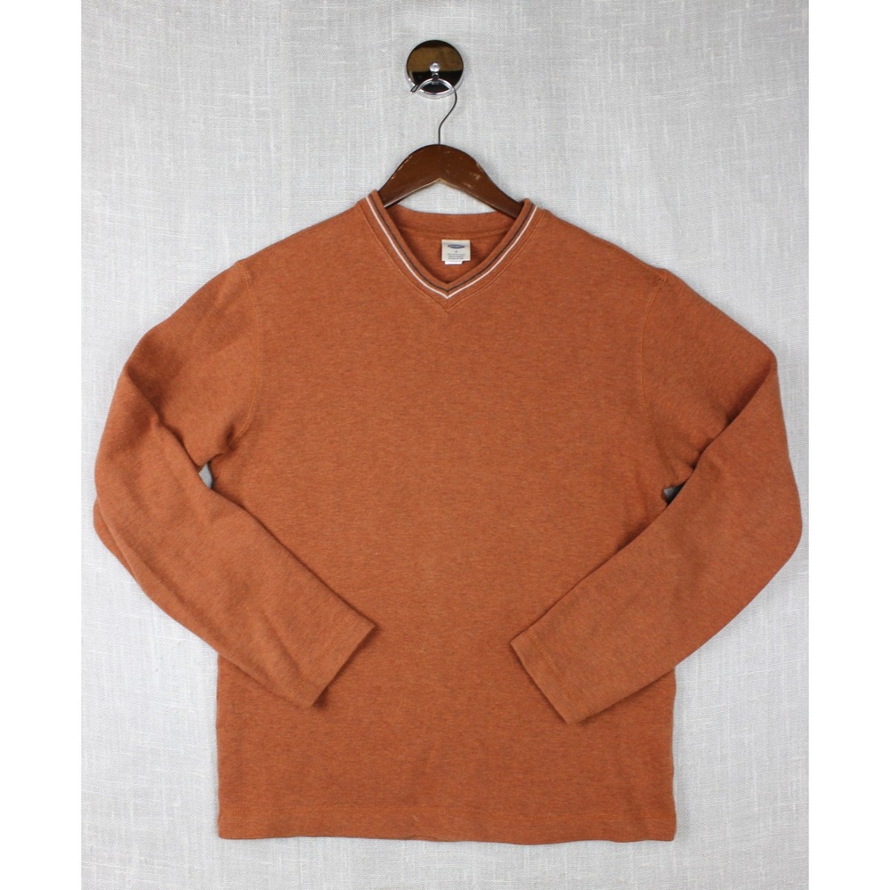Old Navy Mens V-Neck Long Sleeve Shirt Burnt Orange Heather Cotton Small